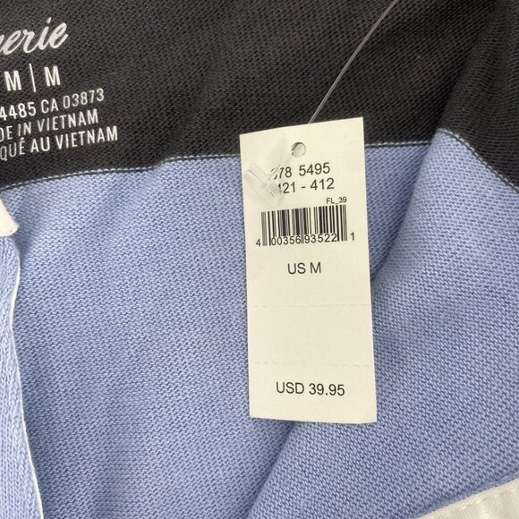 Aerie Size M Blue and Gray Striped Rugby Cropped Polo Shirt Long Sleeve - Picture 11 of 12